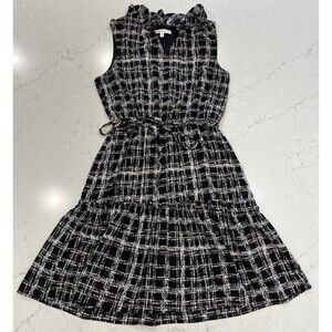 Lapis & Lillies Sz XL Sleeveless Career Business Black White Plaid Ruffle Lined